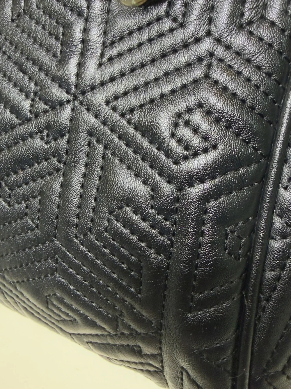 Guess Geometric Quilted Barrel Satchel Bag Black 3D Cube Top Handbag Purse